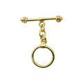 18K Gold Overlay Decorative Bar Toggle Clasp with polished finish, handcrafted in India