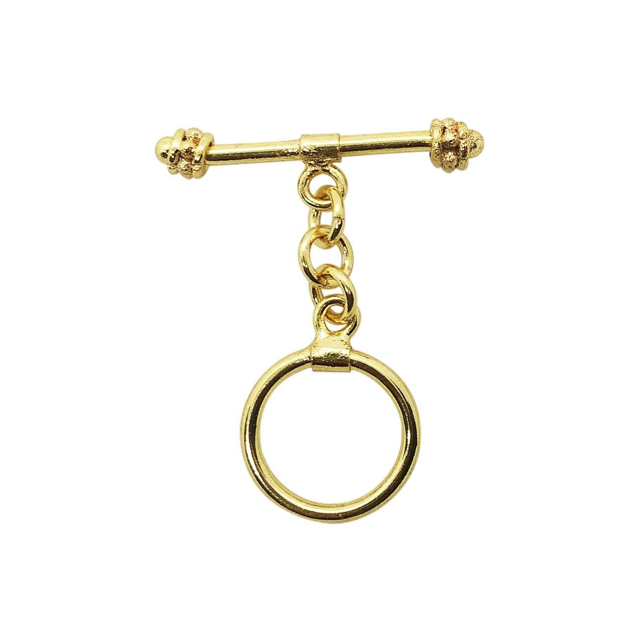 18K Gold Overlay Decorative Bar Toggle Clasp with polished finish, handcrafted in India