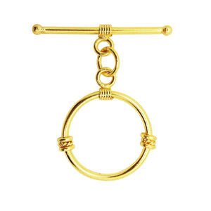 18K Gold Overlay Round Toggle Clasp with wire detailing, handcrafted in India