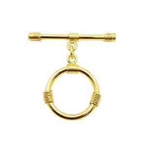 TG-164 18K Gold Overlay Simple & Elegant Plain Wire Warpped Toggle 25MM Round Ring Beads Bali Designs Inc 