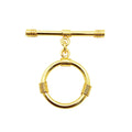 18K Gold Overlay Wire-Wrapped Round Toggle Clasp with polished golden finish, handcrafted in India