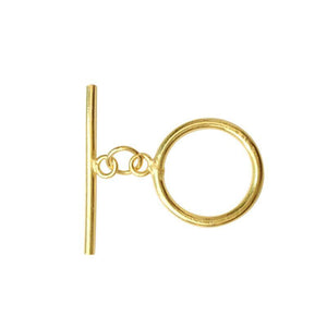 18K Gold Overlay Minimalist Round Toggle Clasp with polished golden finish, handcrafted in India