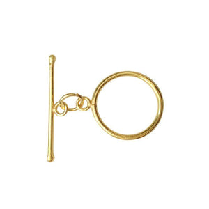 18K Gold Overlay Classic Round Toggle Clasp with polished golden finish, handcrafted in India