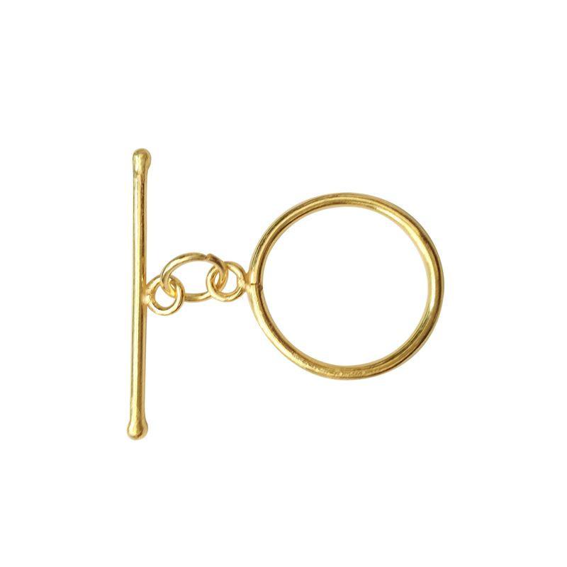 18K Gold Overlay Classic Round Toggle Clasp with polished golden finish, handcrafted in India