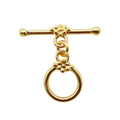 18K Gold Overlay Floral Beaded Toggle Clasp with polished golden finish, handcrafted in India