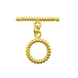TG-175 18K Gold Overlay Simple Shiny Twisted Designs Toggle 17MM Beads Bali Designs Inc 