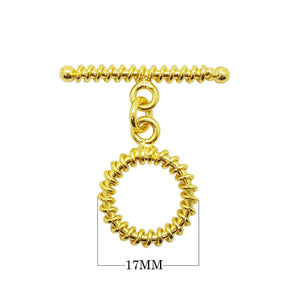 18K Gold Overlay Spiral Edge Toggle Clasp handcrafted in India with polished golden finish