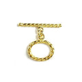 18K Gold Overlay Twisted Rope Toggle Clasp handcrafted in India with polished finish