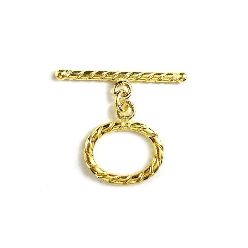 18K Gold Overlay Twisted Rope Toggle Clasp handcrafted in India with polished finish