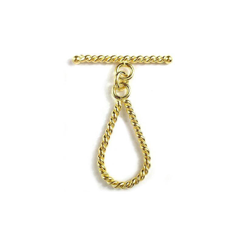 18K Gold Overlay Rope Teardrop Toggle Clasp handcrafted in India for bulk jewelry