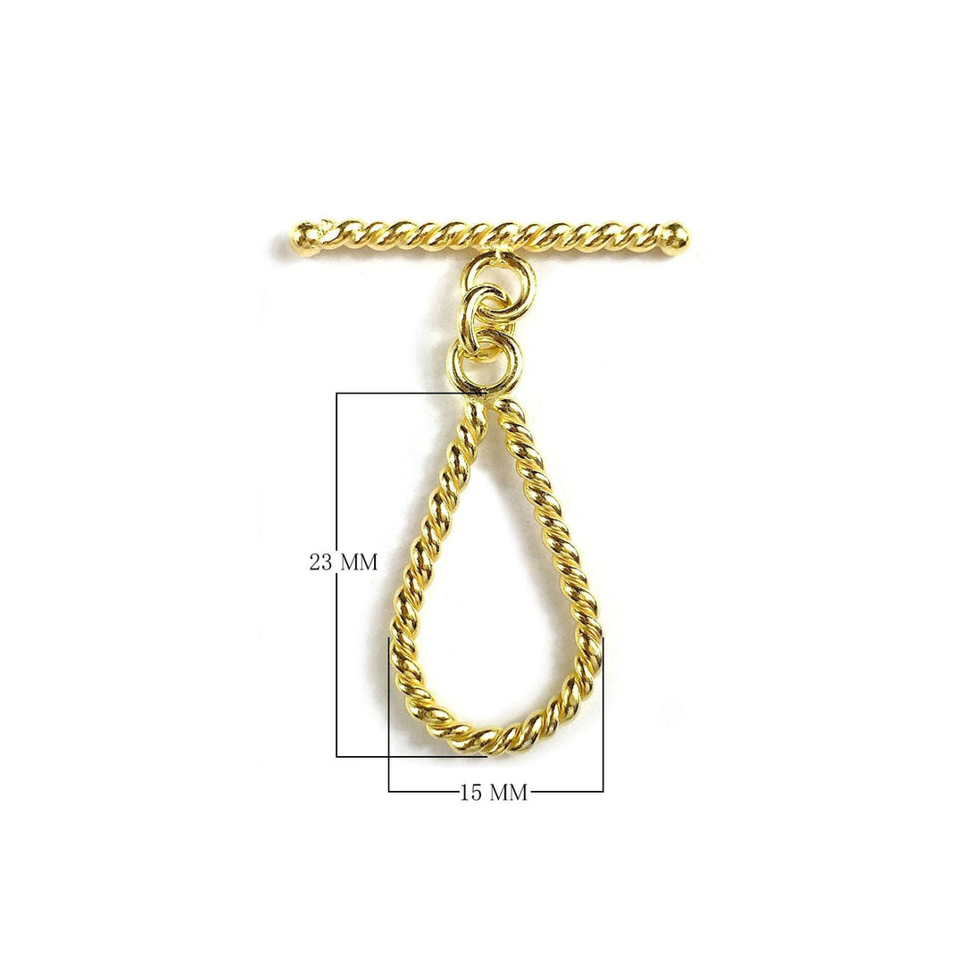 TG-178 18K Gold Overlay Simple & Elegant Twisted Wire Pears Shape Toggle 23X15MM Beads Bali Designs Inc 