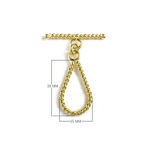 18K Gold Overlay Rope Teardrop Toggle Clasp handcrafted in India for bulk jewelry