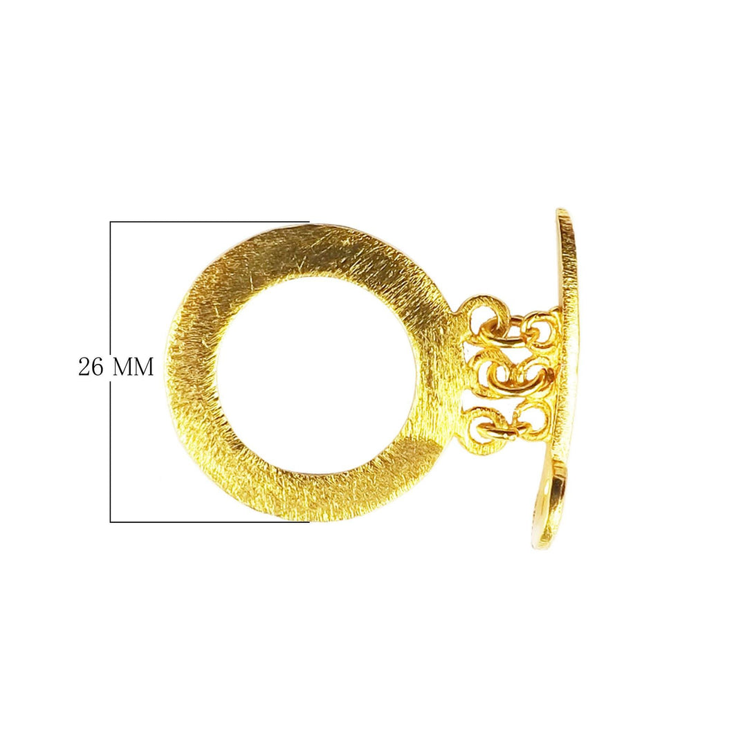 TG-182 18K Gold Overlay Simple Round Shape Brushed Chip Ring & Sword Shap Bar Toggle 26MM Beads Bali Designs Inc 