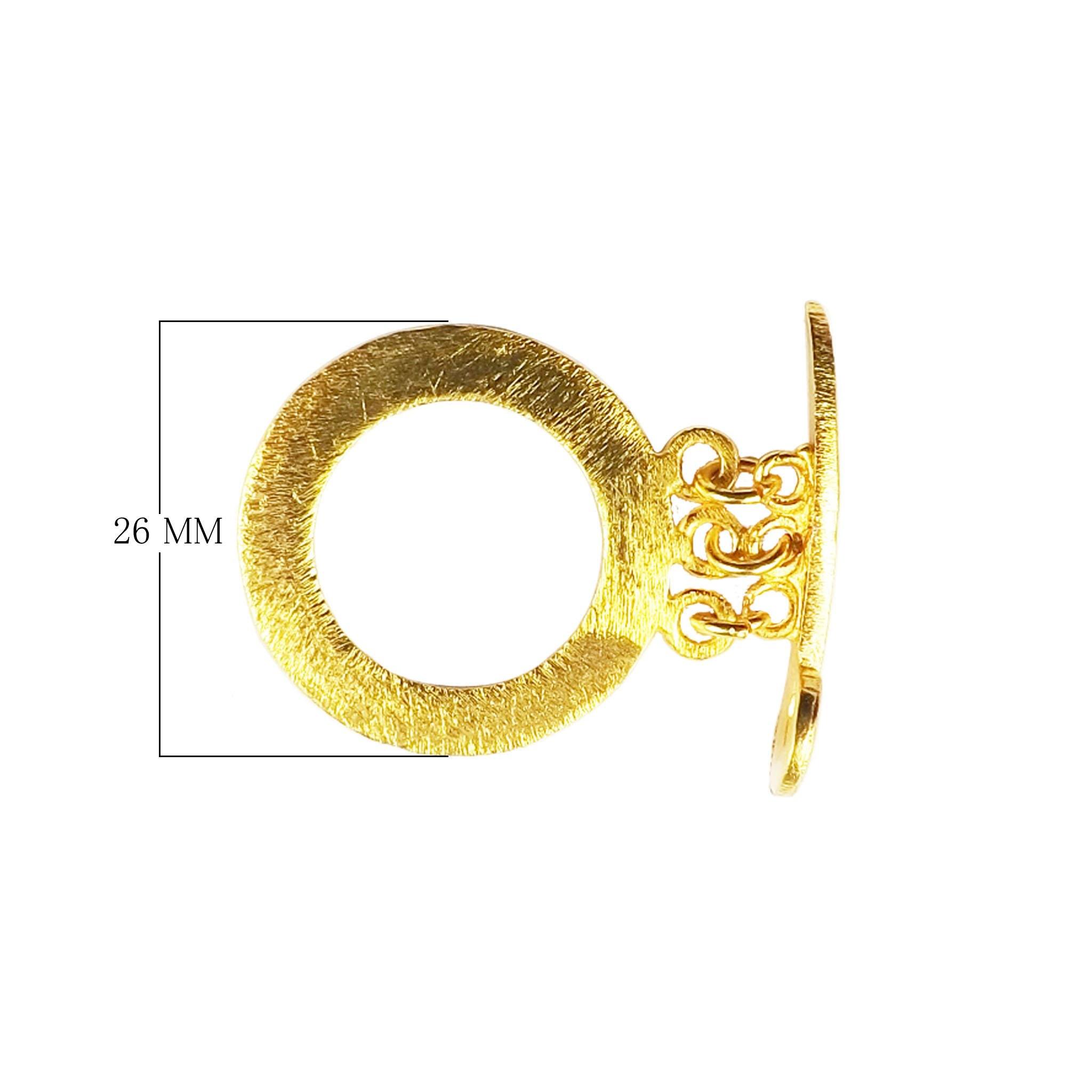 18K Gold Overlay Textured Round Toggle Clasp with flat bar handcrafted in India wholesale