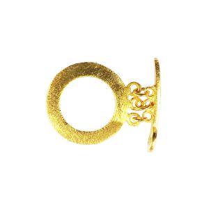 TG-182 18K Gold Overlay Simple Round Shape Brushed Chip Ring & Sword Shap Bar Toggle 26MM Beads Bali Designs Inc 