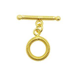 TG-183-16MM 18K Gold Overlay Shiny Simple Twisted Designs Toggle Beads Bali Designs Inc 
