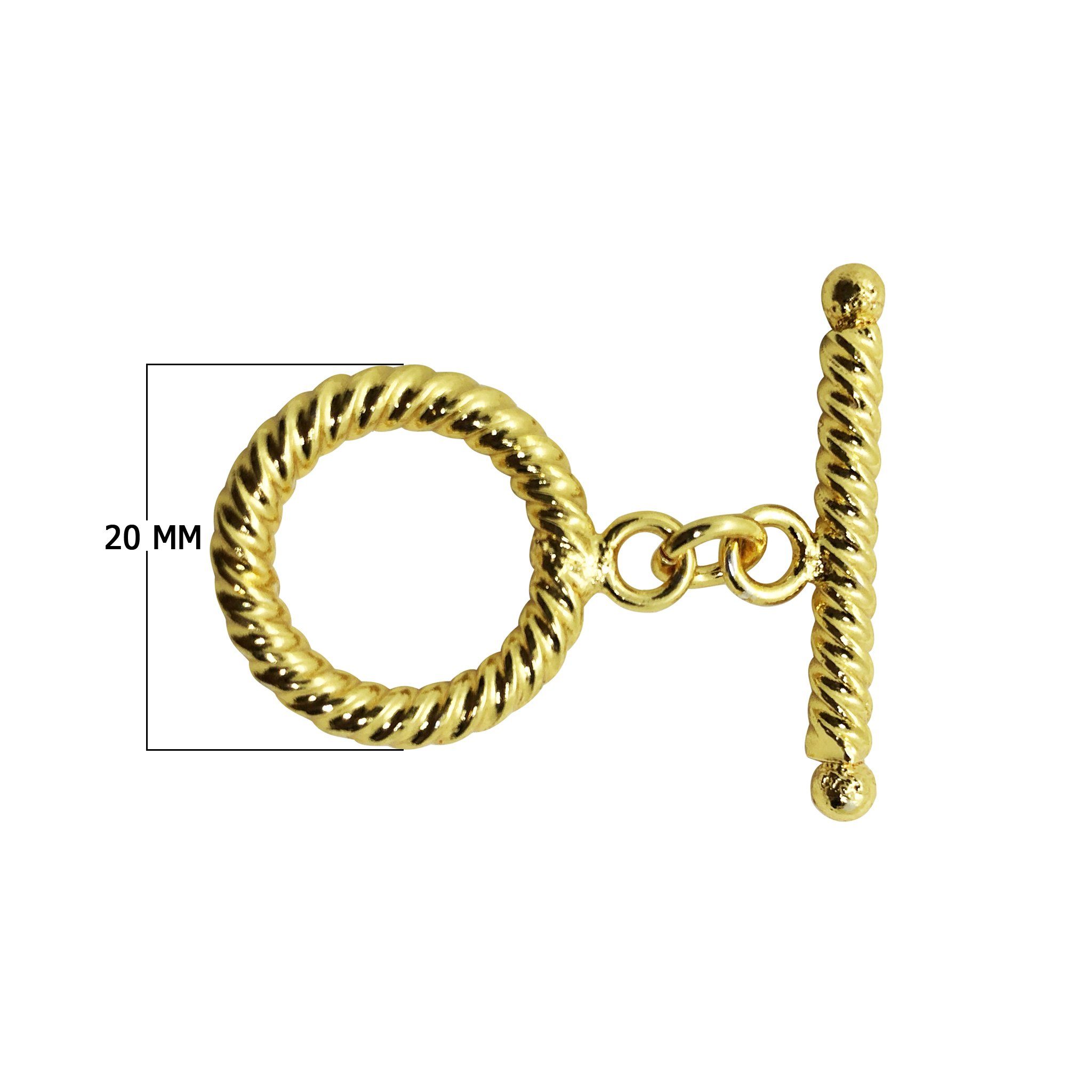Wholesale 18K Gold Overlay Rope Design Toggle Clasp handcrafted in India