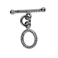 Black Rhodium Overlay Rope Design Toggle Clasp, handcrafted in India with polished and oxidized finish.