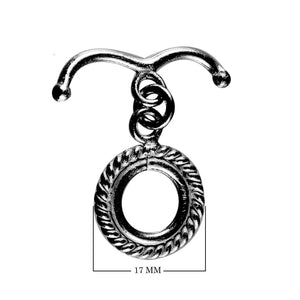 Black Rhodium Overlay Curved Bar Toggle Clasp with rope-textured loop, handcrafted in India.
