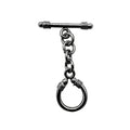 Black Rhodium Overlay Chain Link Toggle Clasp with polished loop, handcrafted in India.