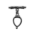 Black Rhodium Overlay teardrop toggle clasp with decorative bar, handcrafted in India for wholesale jewelry designs.