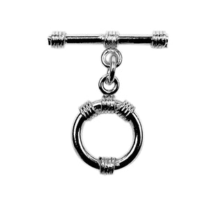 Black Rhodium Overlay toggle clasp with wrapped circular ring, handcrafted in India for wholesale jewelry findings.
