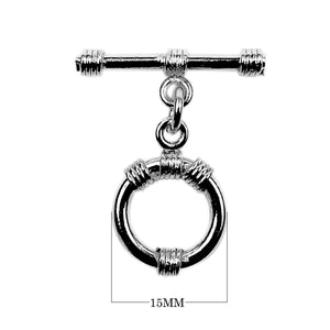 Black Rhodium Overlay toggle clasp with wrapped circular ring, handcrafted in India for wholesale jewelry findings.