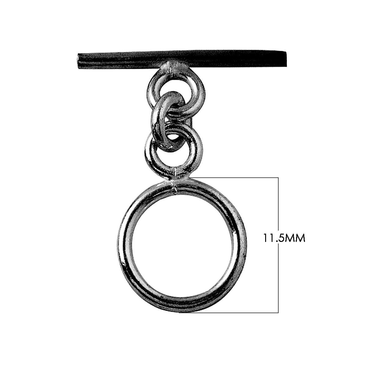 Black Rhodium Overlay simple circular toggle clasp with sleek bar, handcrafted in India for wholesale jewelry findings.