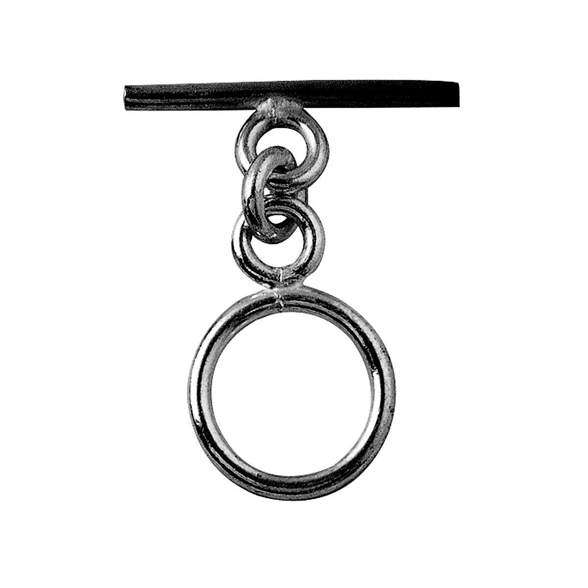 Black Rhodium Overlay simple circular toggle clasp with sleek bar, handcrafted in India for wholesale jewelry findings.