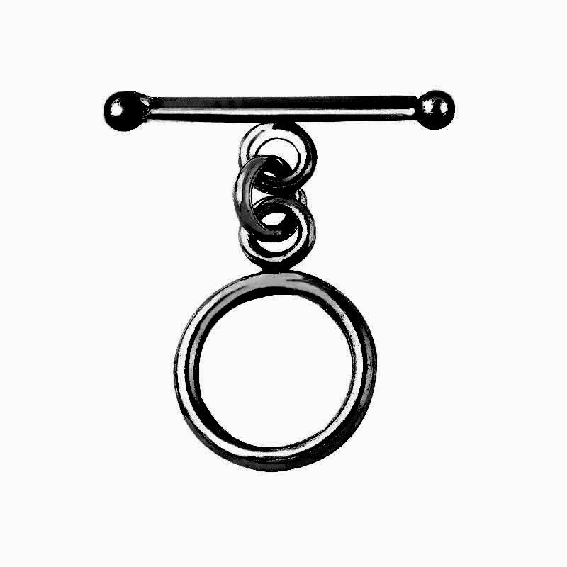 Black Rhodium Overlay classic circular toggle clasp, handcrafted in India for wholesale jewelry making.
