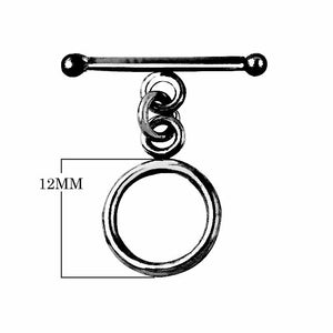 Black Rhodium Overlay classic circular toggle clasp, handcrafted in India for wholesale jewelry making.
