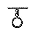 Black Rhodium Overlay twisted rope toggle clasp, handcrafted in India for wholesale jewelry designs.