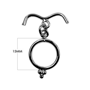 Black Rhodium Overlay toggle clasp with curved bar and circular ring, handcrafted in India for wholesale jewelry findings.