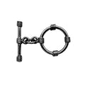 Black Rhodium Overlay toggle clasp with circular connector and wrapped detailing, handcrafted in India for wholesale jewelry findings.