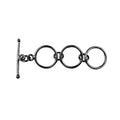 Black Rhodium Overlay toggle clasp with triple circular link design, handcrafted in India for wholesale jewelry findings.