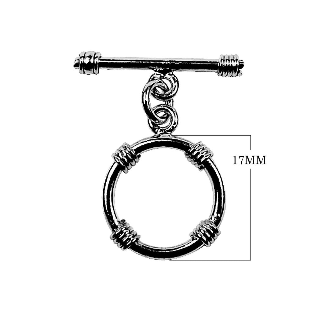 TR-137 Black Rhodium Overlay Shiny Toggle with Wrapped Wire 17MM Round Ring Beads Bali Designs Inc 