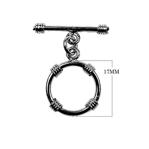 Wholesale Black Rhodium Overlay circular toggle clasp with wrapped detailing, handcrafted in India.