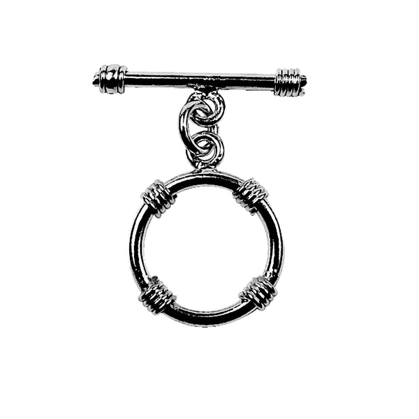 TR-137 Black Rhodium Overlay Shiny Toggle with Wrapped Wire 17MM Round Ring Beads Bali Designs Inc 