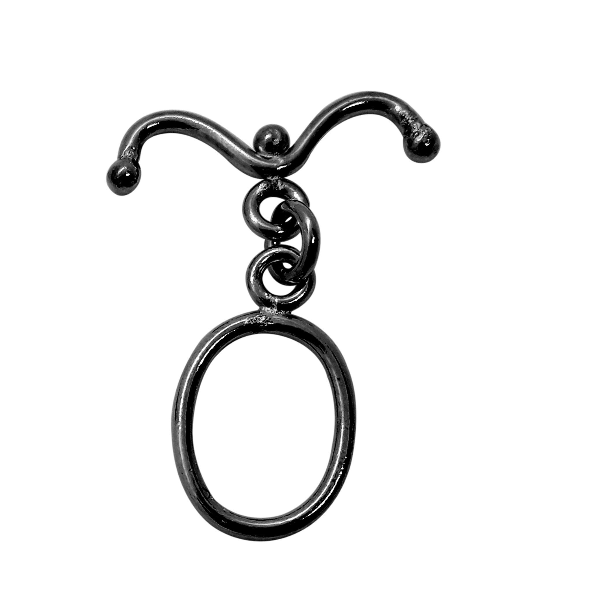 Wholesale Black Rhodium Overlay toggle clasp with curved bar and oval ring, handcrafted in India.