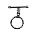 Wholesale Black Rhodium Overlay toggle clasp with circular ring and straight bar, handcrafted in India.