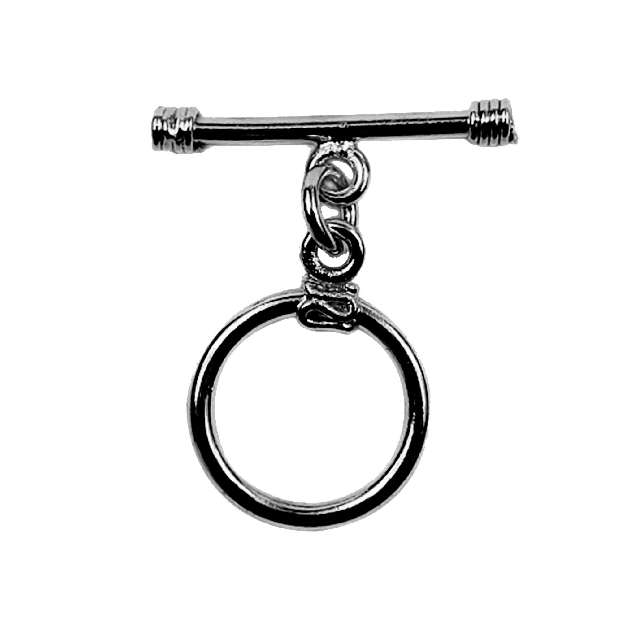 Wholesale Black Rhodium Overlay toggle clasp with circular ring and straight bar, handcrafted in India.