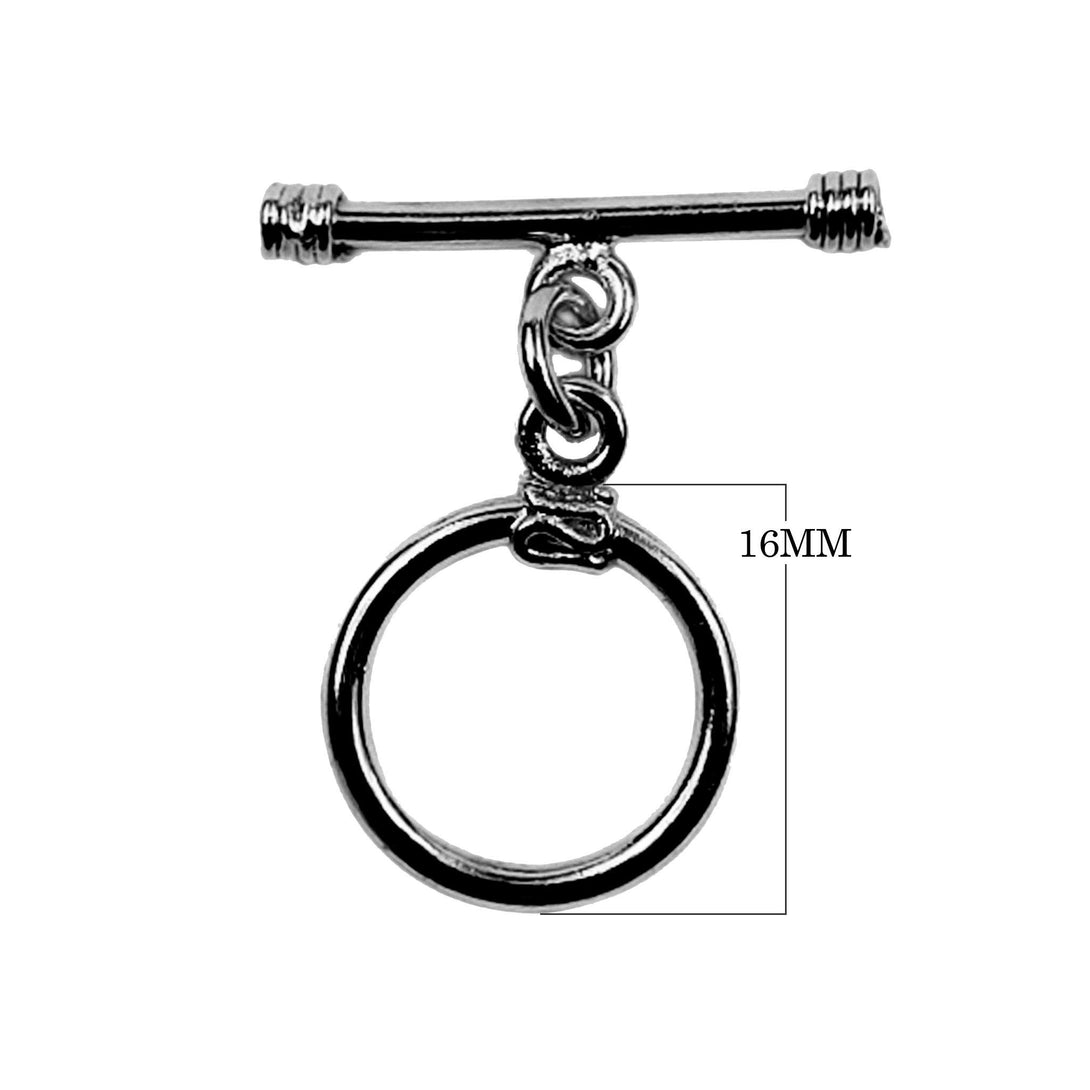 TR-139 Black Rhodium Overlay Shiny Toggle With Wrapped wire 16MM Round Ring Beads Bali Designs Inc 