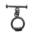 Wholesale Black Rhodium Overlay toggle clasp with coil-wrapped circular ring, handcrafted in India.