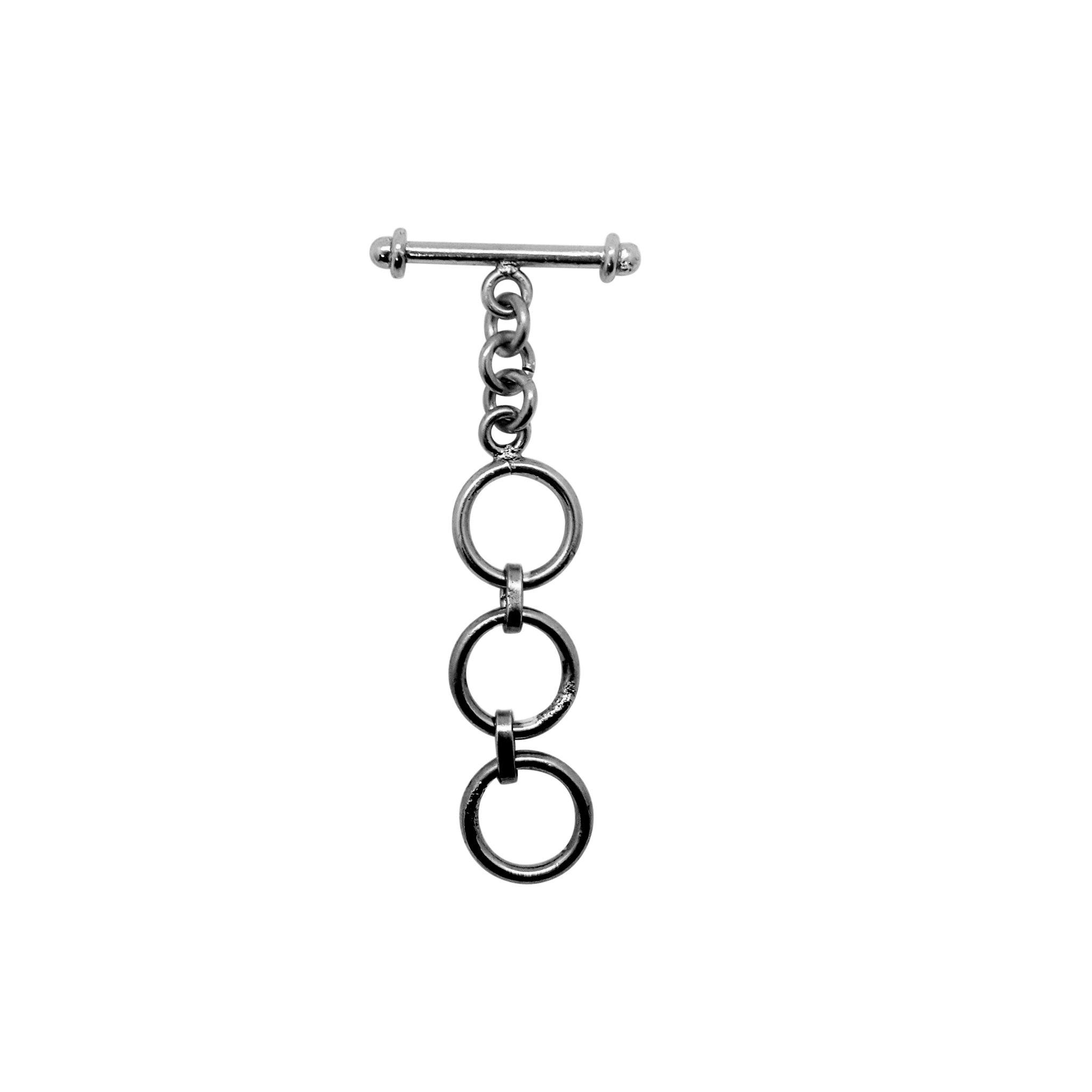 Wholesale Black Rhodium Overlay multi-ring toggle clasp with polished finish, handcrafted in India.