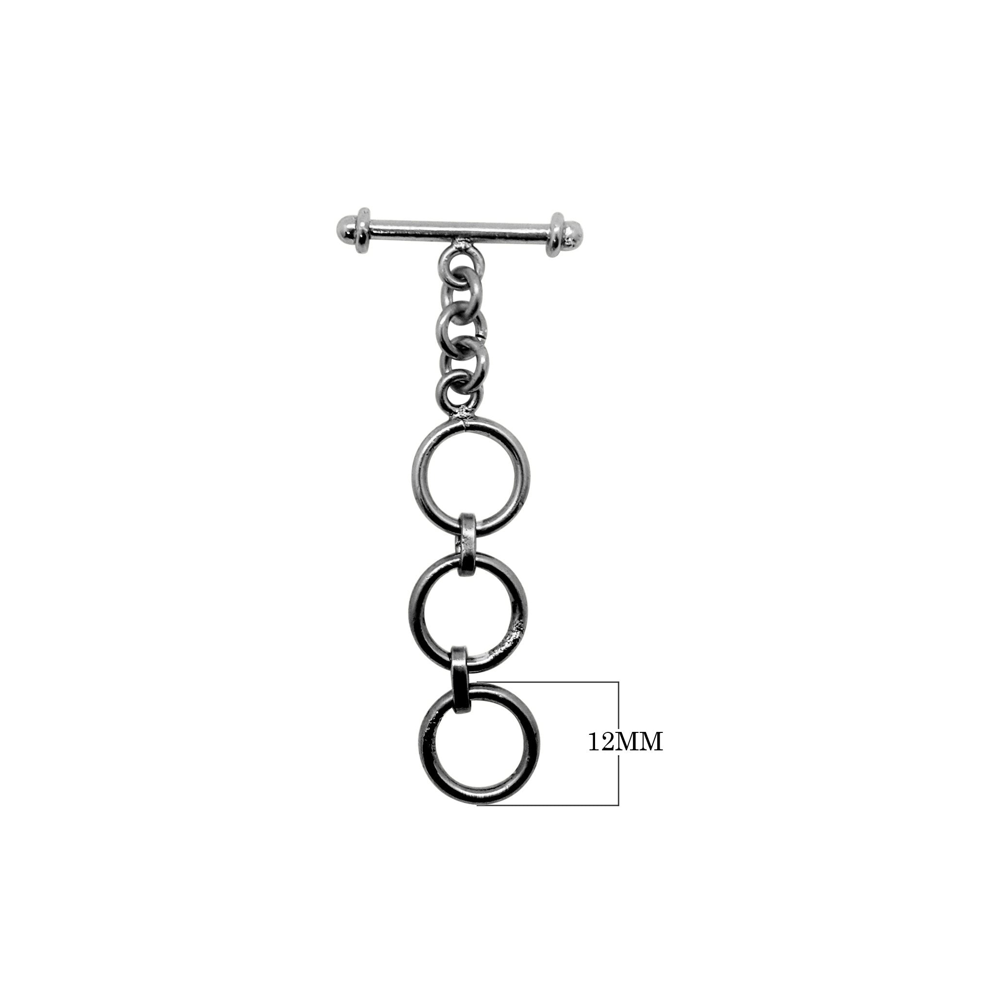 Wholesale Black Rhodium Overlay multi-ring toggle clasp with polished finish, handcrafted in India.