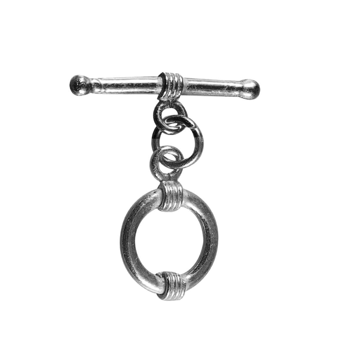 Wholesale Black Rhodium Overlay toggle clasp with double wrapped circular ring and bar, handcrafted in India.