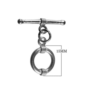 Wholesale Black Rhodium Overlay toggle clasp with double wrapped circular ring and bar, handcrafted in India.