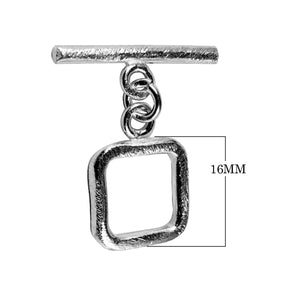 Wholesale Black Rhodium Overlay square toggle clasp with polished finish, handcrafted in India.