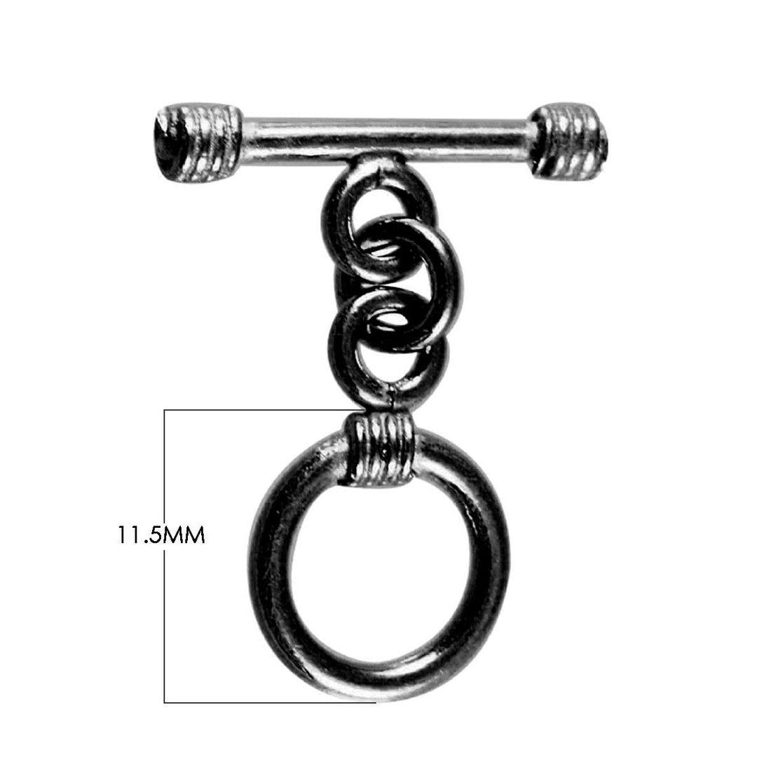 TR-157-11.5MM Black Rhodium Overlay Small Simple Wrapped Wire Toggle Beads Bali Designs Inc 