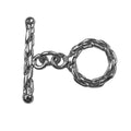 Wholesale Black Rhodium Overlay braided toggle clasp with twisted ring and bar, handcrafted in India.